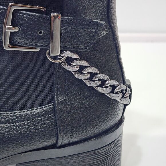 Kenneth Cole REACTION Salt Biker Chain Chelsea Boots Black US 7.5 M - Picture 11 of 14